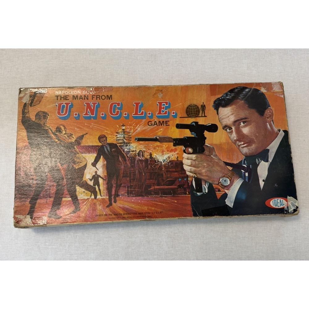 Vintage 1965 Man From UNCLE Board Game Ideal Incomplete‎ 3 Figures